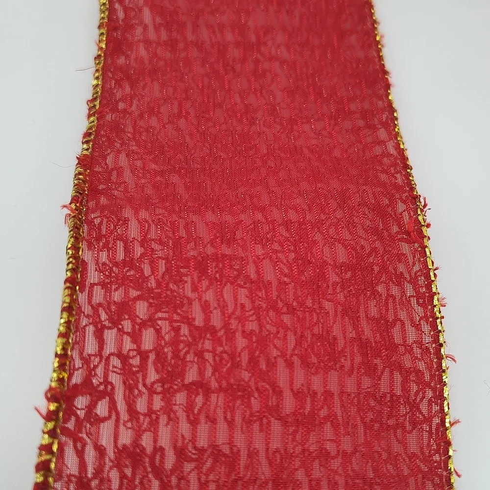 RENAISSANCE 2000 Red Textured Ribbon Gold Edge 2.5” Two (2) Yards